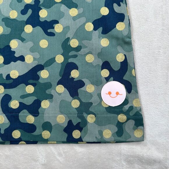Smiling Button Tunic Dress Girls Size 5 Green Camo Gold Polka Dot New - Picture 6 of 8